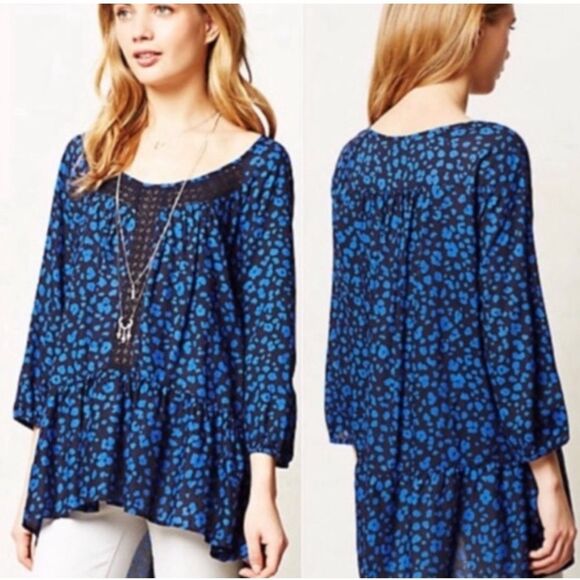 HD in Paris Tops - Anthropologie HD in Paris Ressica blue and navy tunic top size medium